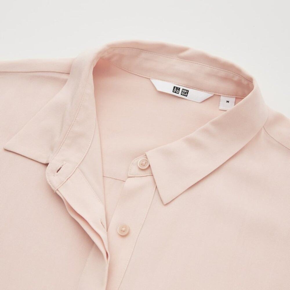Uniqlo Pink Rayon Long-Sleeve Shirt Dress - Picture 9 of 16